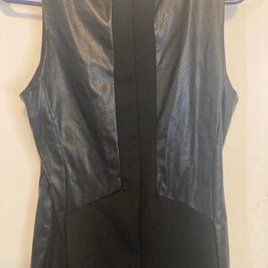 Black leather accent dress